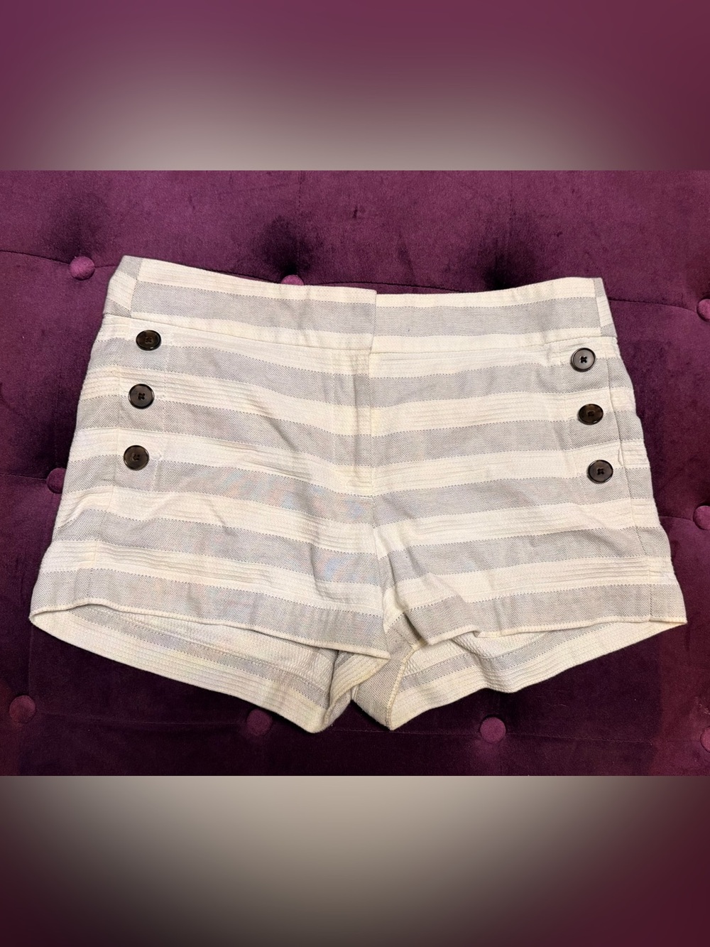 Ann Taylor Loft Stripe Cream and Gray Women’s High Waisted Shorts